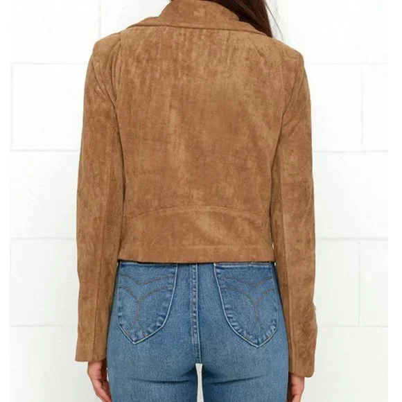 Lulu's Camel Faux Suede 'Suede With Love' Moto Jacket size XL - Picture 8 of 16